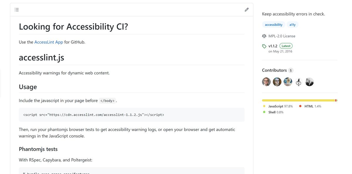 'Accesslint github site'